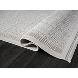 Truva Tv015a Bej Vizon Detaylı Kalın Akrilik Tozuaz Modern Salon Halısı Yatak Odası Halısı Koridor