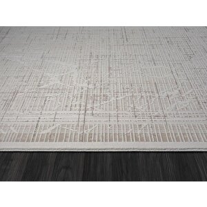 Truva Tv015a Bej Vizon Detaylı Kalın Akrilik Tozuaz Modern Salon Halısı Yatak Odası Halısı Koridor