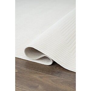 Merit Mr009a Krem Halı Geometrik Detaylı İnce Yumuşak Akrilik Modern Salon Oturma Odası Halısı 150x230 cm