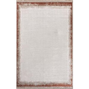 Merit Mr001k Toprak Rengi Halı Kremit Kenar Çerçeveli Ince Yumuşak Akrilik Tozuaz Modern Salon Halı 76x300 cm