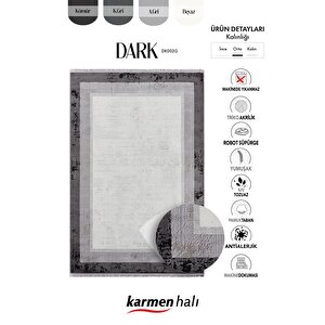 Dark Dk002g Gri Halı Antrasit Kenar Çerçeveli Akrilik Tozuaz Modern Salon Halısı Yatak Odası