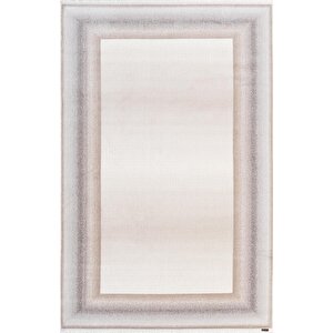 Truva Tv033a Bej Rengi Halı Vizon Bej Geometrik Detaylı Akrilik Yumuşak Salon Oturma Odası Halısı 97x200 cm