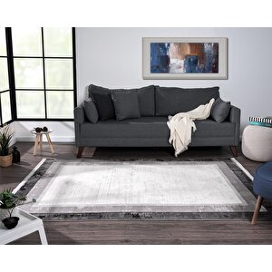 Dark Dk002g Gri Halı Antrasit Kenar Çerçeveli Akrilik Tozuaz Modern Salon Halısı Yatak Odası 156x230 cm