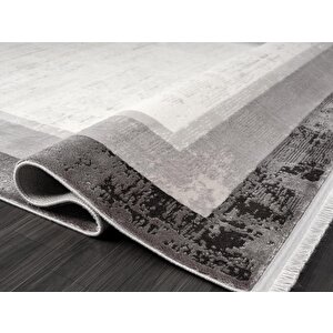 Dark Dk002g Gri Halı Antrasit Kenar Çerçeveli Akrilik Tozuaz Modern Salon Halısı Yatak Odası 156x230 cm