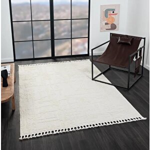 Wool Wl004a Bej Halı Sisal Bukle Dekoratif Kabartmalı Halı Tozsuz Antialerjik Salon Halısı Koridor 100x300 cm