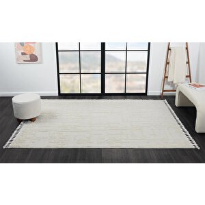 Wool Wl004a Bej Halı Sisal Bukle Dekoratif Kabartmalı Halı Tozsuz Antialerjik Salon Halısı Koridor