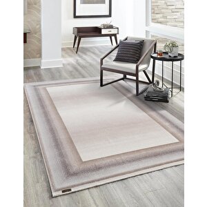 Truva Tv033a Bej Rengi Halı Vizon Bej Geometrik Detaylı Akrilik Yumuşak Salon Oturma Odası Halısı 156x230 cm