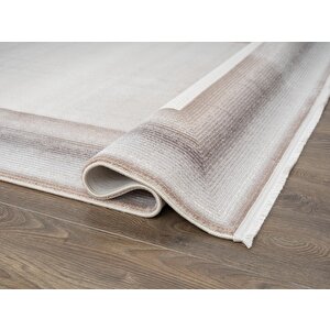 Truva Tv033a Bej Rengi Halı Vizon Bej Geometrik Detaylı Akrilik Yumuşak Salon Oturma Odası Halısı 156x230 cm