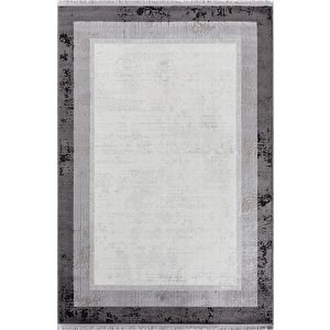 Dark Dk002g Gri Halı Antrasit Kenar Çerçeveli Akrilik Tozuaz Modern Salon Halısı Yatak Odası 77x150 cm
