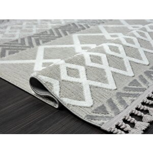 Sümer Sm003a Gri Halı Iskandinav Desen Dekoratif Modern Tozuyok Antialerjik Salon Halısı Koridor 77x150 cm