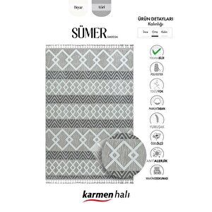 Sümer Sm003a Gri Halı Iskandinav Desen Dekoratif Modern Tozuyok Antialerjik Salon Halısı Koridor