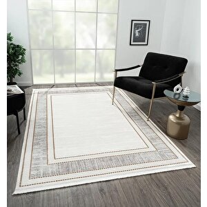 Elegance Eg006a Gri Halı Gold Detaylı Viskon Doğal Iplik Bambu Halı Tozu Az Salon Halısı Yatak Odası 116x180 cm
