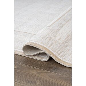 Merit Mr011a Krem Halı Vizon Bej Rengi Geometrik Detaylı İnce Yumuşak Akrilik Modern Salon Halısı 76x300 cm