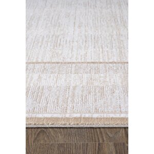 Merit Mr011a Krem Halı Vizon Bej Rengi Geometrik Detaylı İnce Yumuşak Akrilik Modern Salon Halısı