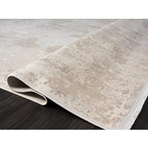 Merit Mr003a Krem Halı Bej Detaylı Ince Yumuşak Akrilik Tozuaz Modern Salon Halısı Yatak Odası