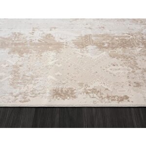 Merit Mr003a Krem Halı Bej Detaylı Ince Yumuşak Akrilik Tozuaz Modern Salon Halısı Yatak Odası