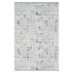 Tokyo Tk005g Gri Halı Antrasit Detaylı Modern Akrilik Halı Kaymaz Taban Tozuaz Salon Halısı Koridor 116x180 cm
