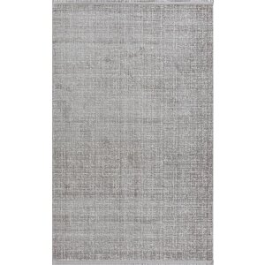 Saltuk 1556 Gri Halı Beyaz Detaylı Modern Akrilik Tozuaz Salon Halısı Yatak Odası Halısı Koridor 100x300 cm