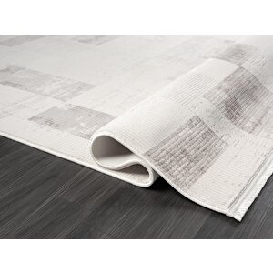 Truva Tv035k Krem Rengi Halı Bej Geometrik Detaylı Akrilik Yumuşak Modern Salon Halısı