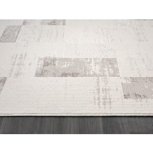 Truva Tv035k Krem Rengi Halı Bej Geometrik Detaylı Akrilik Yumuşak Modern Salon Halısı
