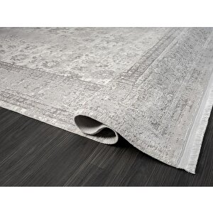 Elegance Eg004a Gri Halı Antrasit Modern Klasik Desenli Viskon Doğal Iplik Bambu Halı Tozu Az Salon