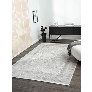 Elegance Eg004a Gri Halı Antrasit Modern Klasik Desenli Viskon Doğal Iplik Bambu Halı Tozu Az Salon 77x150 cm