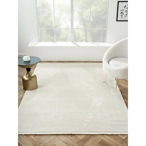 Elegance Eg005a Beyaz Halı Sedef Detaylı Modern Viskon Doğal Iplik Bambu Halı Tozu Az Salon Halısı 97x200 cm