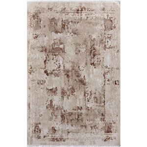 Merit Mr003k Krem Halı Kiremit Detaylı Ince Yumuşak Akrilik Tozuaz Modern Salon Halısı Yatak Odası 152x230 cm