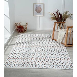 Lenda Ld002a Gri Kilim Renkli Detaylı Ince Antialerjik Kaymaz Taban Makinada Yıkanabilir Salon Halı 120x180 cm
