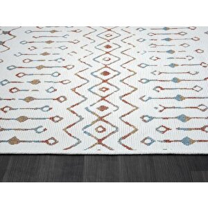 Lenda Ld002a Gri Kilim Renkli Detaylı Ince Antialerjik Kaymaz Taban Makinada Yıkanabilir Salon Halı