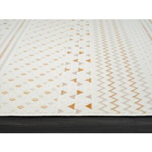 Lotus Plus 08582a Beyaz Halı Bej Kilim Desenli Modern Ince Akrilik Tozuaz Salon Halısı Yatak Odası