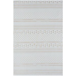 Lotus Plus 08582a Beyaz Halı Bej Kilim Desenli Modern Ince Akrilik Tozuaz Salon Halısı Yatak Odası 97x300 cm