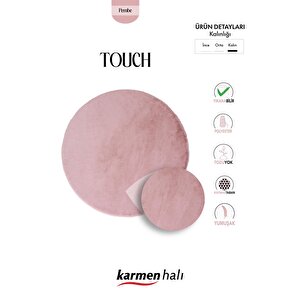 Post Touch Th001p Pembe Halı Post Peluş Kürk Halı Yuvarlak Daire 160x220 cm