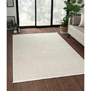 Saltuk 1507 Beyaz Halı Bej Detaylı Modern Akrilik Tozuaz Salon Halısı Yatak Odası Halısı Koridor 200x290 cm