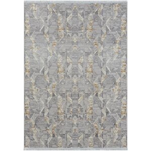 Best 112 Gri Halı Spor Desen Gold Detaylı Ince Parlak Makinada Yıkanabilir Antialerjik Modern 120x180 cm