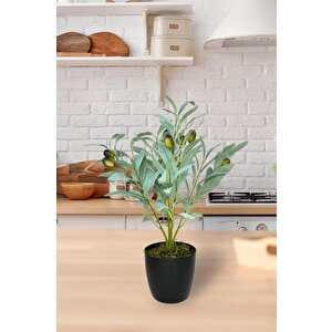 Yapay Zeytin Ağacı Saksıda 40cm 5 Dallı 10 Meyveli Pastel Yapay Çiçek Artificial Olive