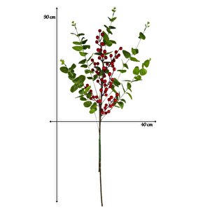 Yapay Çiçek Kokina Ve Yeşil Okaliptus 90cm Uzun Dal Eucalyptus