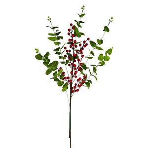 Yapay Çiçek Kokina Ve Yeşil Okaliptus 90cm Uzun Dal Eucalyptus