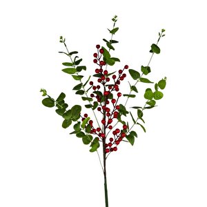 Yapay Çiçek Kokina Ve Yeşil Okaliptus 90cm Uzun Dal Eucalyptus