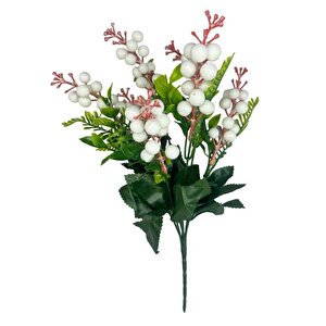 Yapay Çiçek Kokina Demet Beyaz K51 Yılbaşı Çiçeği Christmas White Berry