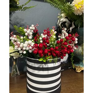 Yapay Çiçek Kokina Demet Beyaz K51 Yılbaşı Çiçeği Christmas White Berry