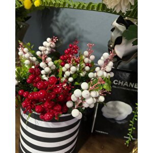 Yapay Çiçek Kokina Demet Beyaz K51 Yılbaşı Çiçeği Christmas White Berry
