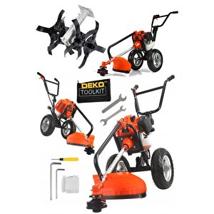 Muhteşem İkili Set Çapalama Makinesi + Arabalı  Tekerlekli Tırpan Ot Biçme Çapalama Belleme Makinesi