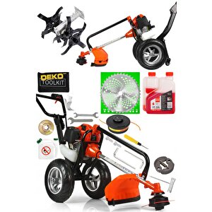 Muhteşem İkili Set Çapalama Makinesi + Arabalı  Tekerlekli Tırpan Ot Biçme Çapalama Belleme Makinesi