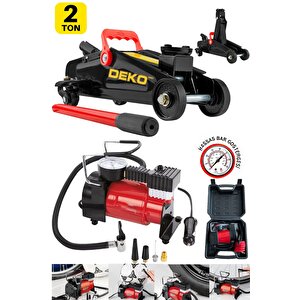 Ultra Kalınlaştırılmış Şaseli 2 Ton Timsah Arabalı Kriko + 12v Çakmaklı Lastik Şişirme Pompası
