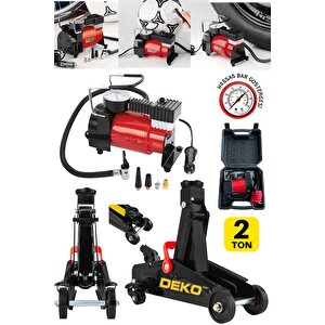 Ultra Kalınlaştırılmış Şaseli 2 Ton Timsah Arabalı Kriko + 12v Çakmaklı Lastik Şişirme Pompası