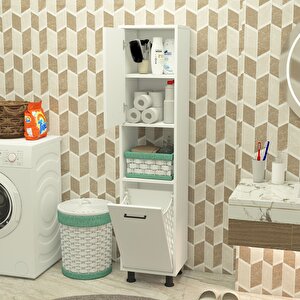 Efsa Çamaşır Kirli Sepetli Çok Amaçlı Banyo Dolabı Beyaz