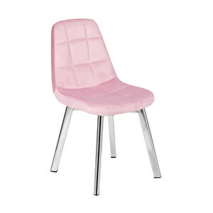Yonca Salon, Mutfak Sandalyesi̇ Ni̇kelaj Ayak Pembe