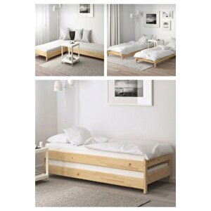 Yavrulu Karyola Ahşap Karyola Sedir Montessori Yatak Organik Unisex 60x120 cm