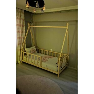 Rüya Montessori Bebek Ve Çocuk Karyolası Organik Doğal Ahşap Yatak 90x190 cm